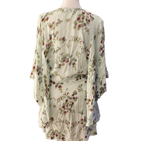 Gillia Hawaii Women Floral Wrap Mini Dress Cover Up V Neck Rayon LT pink White S - Picture 7 of 11
